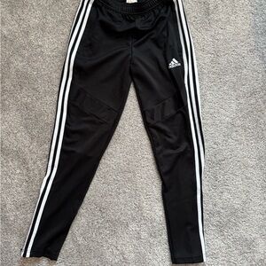 Adidas Kids Black Joggers with White Stripes